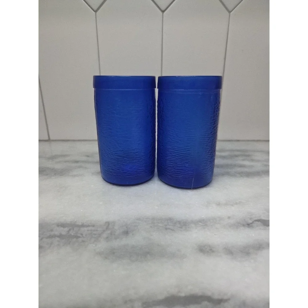Gelado Cobalt Blue Juice Glasses, Set‎ of 2, 10 oz Textured Glass, 4.5